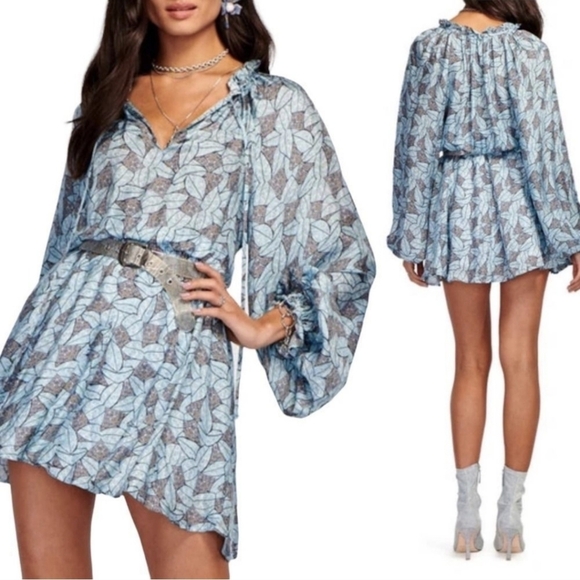 Ramy Brook TATUM LONG SLEEVE MINI DRESS IN MYSTIC LEAF Size XS - Picture 1 of 10
